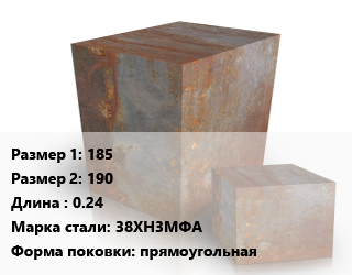 Поковка квадратная 185х190 L=0.24 Сталь: 38ХН3МФА прямоугольная цена от 270000 сом / т, где купить, условия доставки в Оше и Ошской области